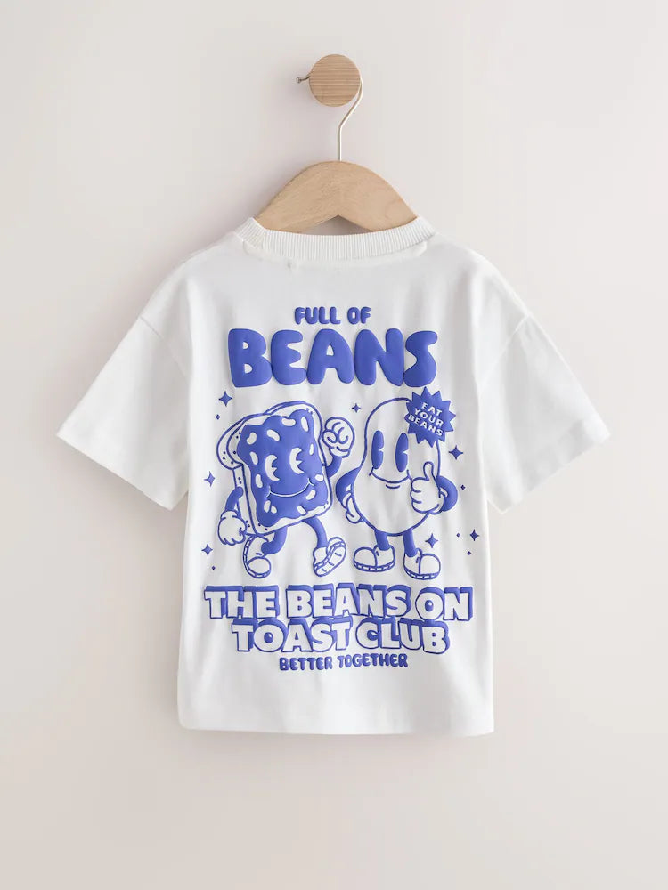 Tricou cu mânecă scurtă și imprimeu pe spate Beans and Toast – crem, băieți, 3-6 luni - 5-6 ani, NEXT - imagine 2