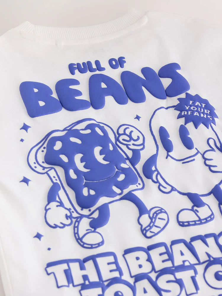 Tricou cu mânecă scurtă și imprimeu pe spate Beans and Toast – crem, băieți, 3-6 luni - 5-6 ani, NEXT - imagine 3