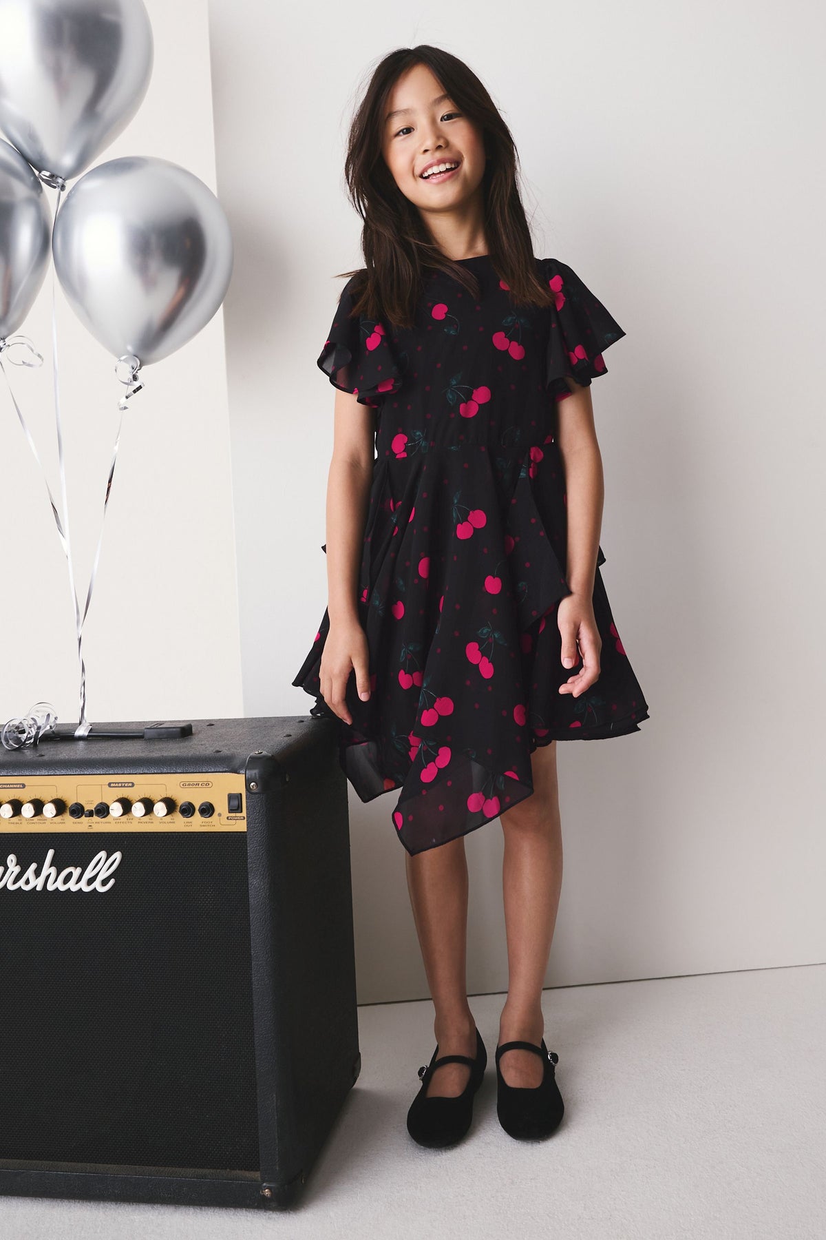 Rochie decorată, cu tiv asimetric – negru, fete, 3 ani - 16 ani, NEXT - imagine 7