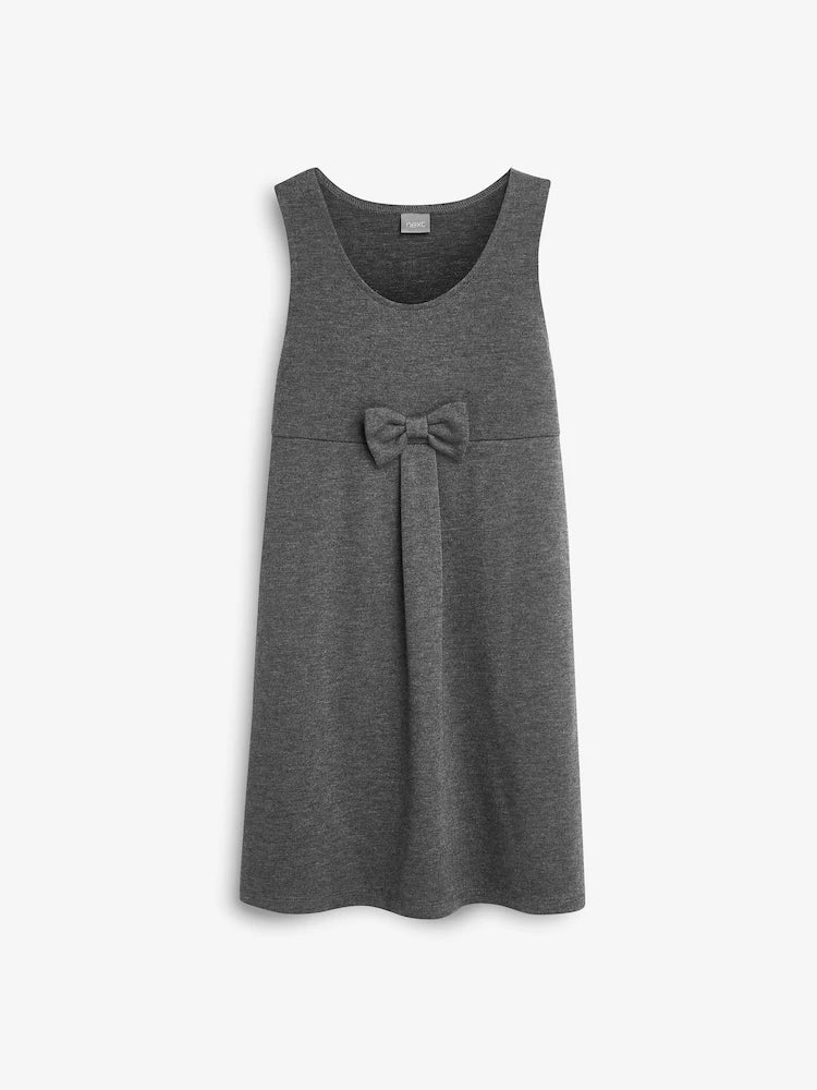 Sarafan de școală din jersey elastic cu fundă – gri, fete, 3 ani - 16 ani, NEXT