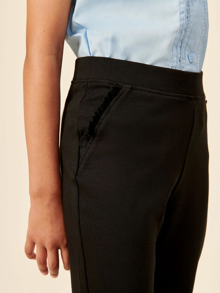 Pantaloni de școală pull-on din bumbac cu stretch – negri, fete, 3 ani - 16 ani, NEXT - imagine 2