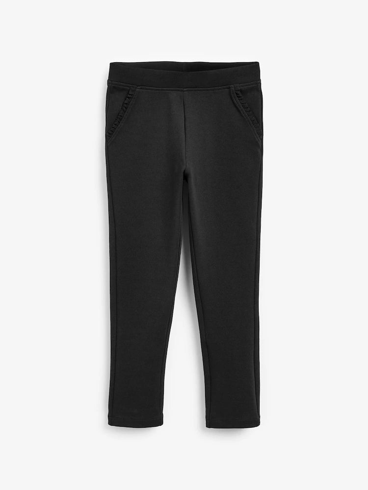 Pantaloni de școală pull-on din bumbac cu stretch – negri, fete, 3 ani - 16 ani, NEXT - imagine 3