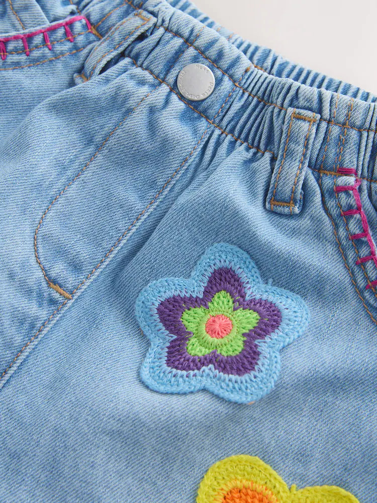 Pantaloni de jeans cu model crosetat, albastru , fete 3-6 luni - 6-7 ani, NEXT
