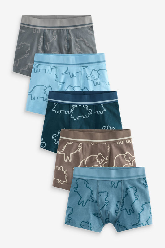 Set 5 boxeri cu imprimeu cu dinozauri liniari – multicolor, băieți, 1.5-2 ani - 11-12 ani, NEXT