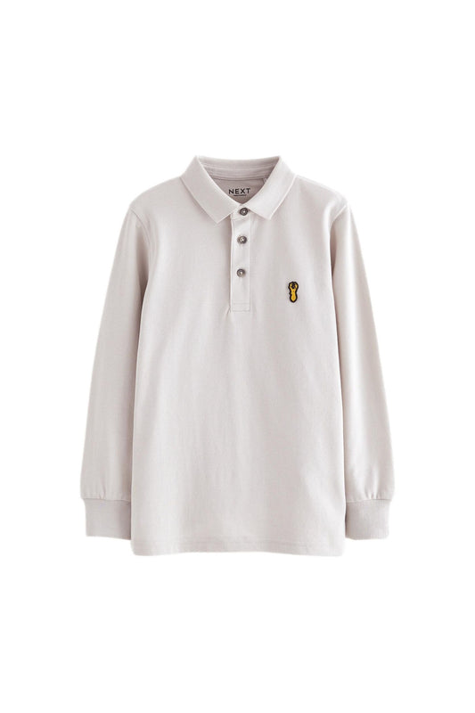 Tricou polo cu mânecă lungă – gri, băieți, 3 ani - 16 ani, NEXT