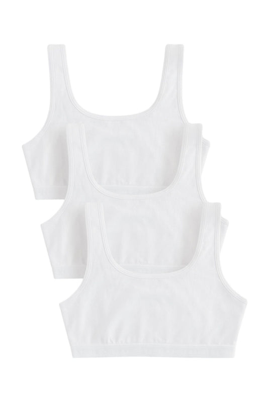 Set 3 crop topuri cu decolteu scoop – albe, fete, 5-6 ani - 15-16 ani, NEXT