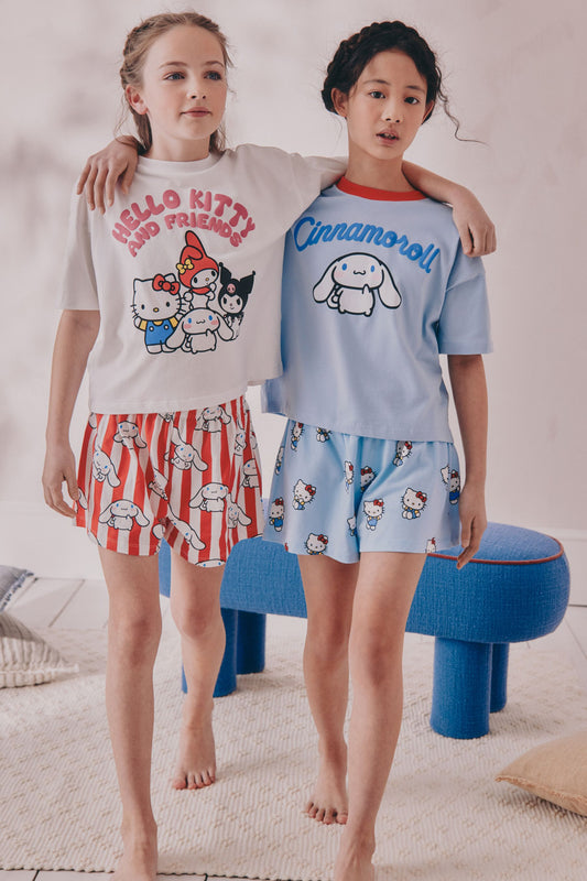 Pijamale scurte Hello Kitty 2 seturi - alb/albastru, fete, 2 ani - 16 ani, NEXT