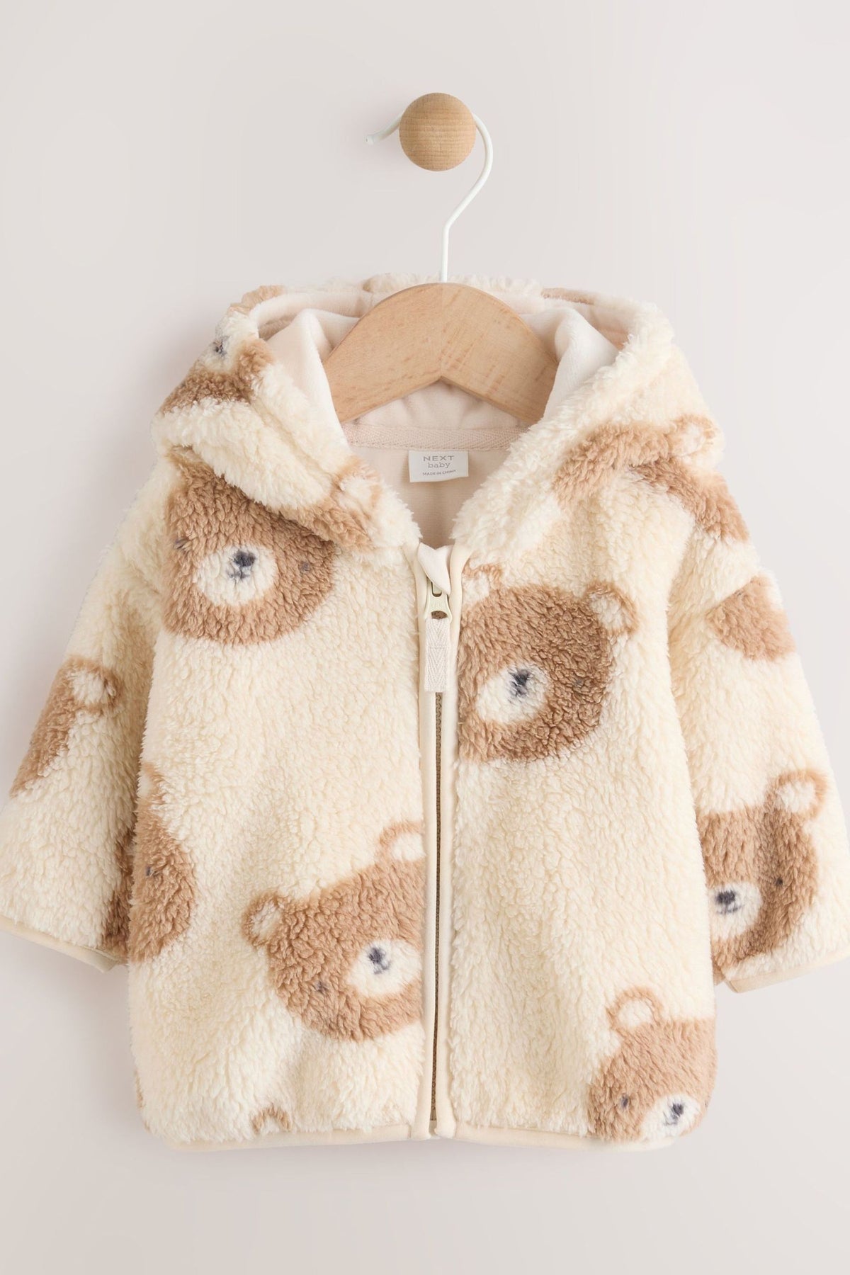 Jachetă cu fermoar din fleece, cu urs – natural, bebeluși, NEXT