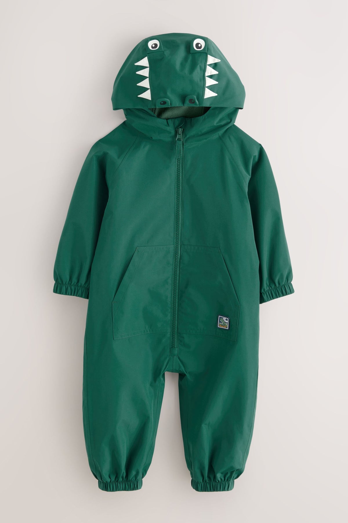 Combinezon waterproof Pumpkin Puddlesuit, căptușit cu fleece, cu crocodil – verde, băieți, 3-6 luni - 6-7 ani, NEXT
