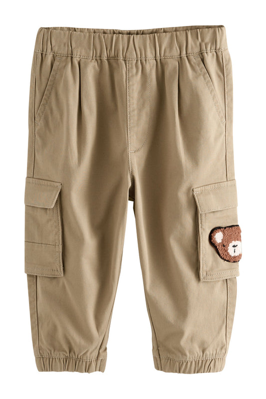 Pantaloni cargo Bear – maro tan, băieți, 3-6 luni - 6-7 ani, NEXT