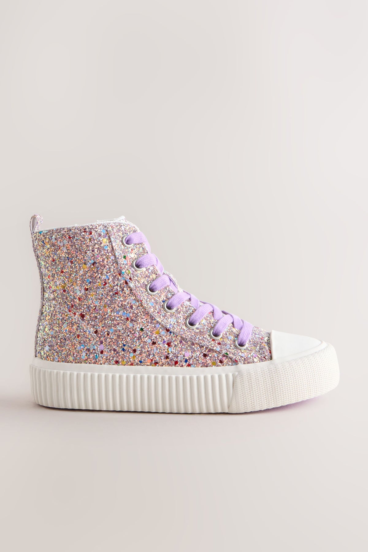 Sneakers high-top cu șiret – multi glitter, fete, NEXT