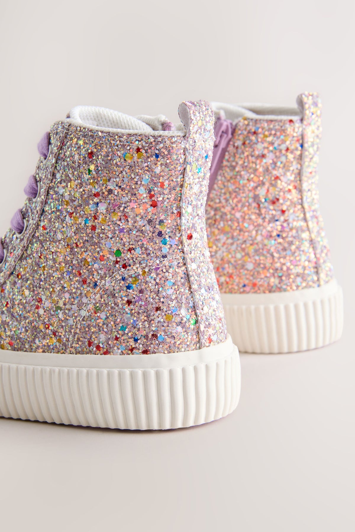 Sneakers high-top cu șiret – multi glitter, fete, NEXT - imagine 2
