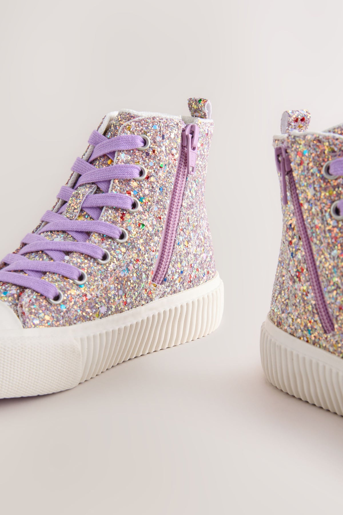 Sneakers high-top cu șiret – multi glitter, fete, NEXT - imagine 9