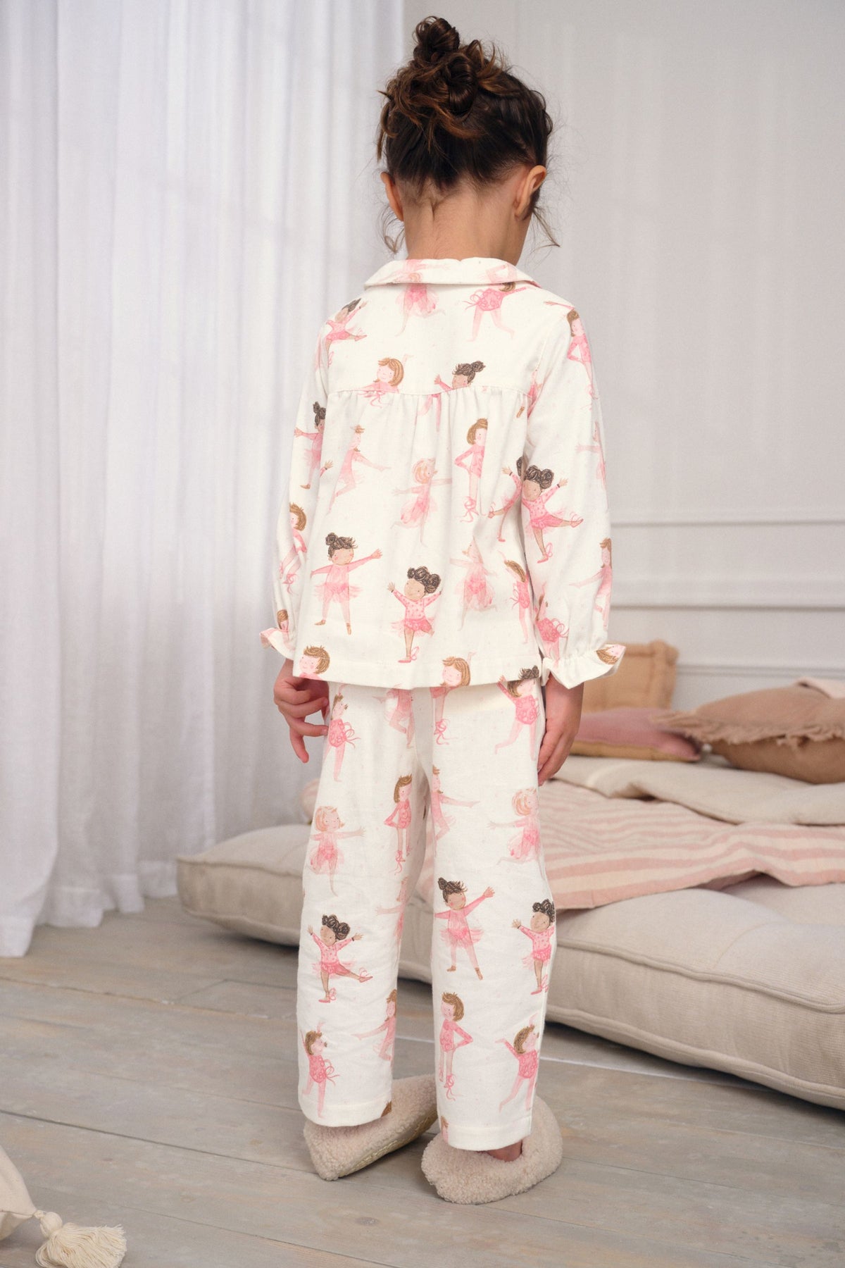 Pijama țesută Ballerina cu nasturi – ecru/roz, fete, 9-12 luni - 9-10 ani, NEXT - imagine 3