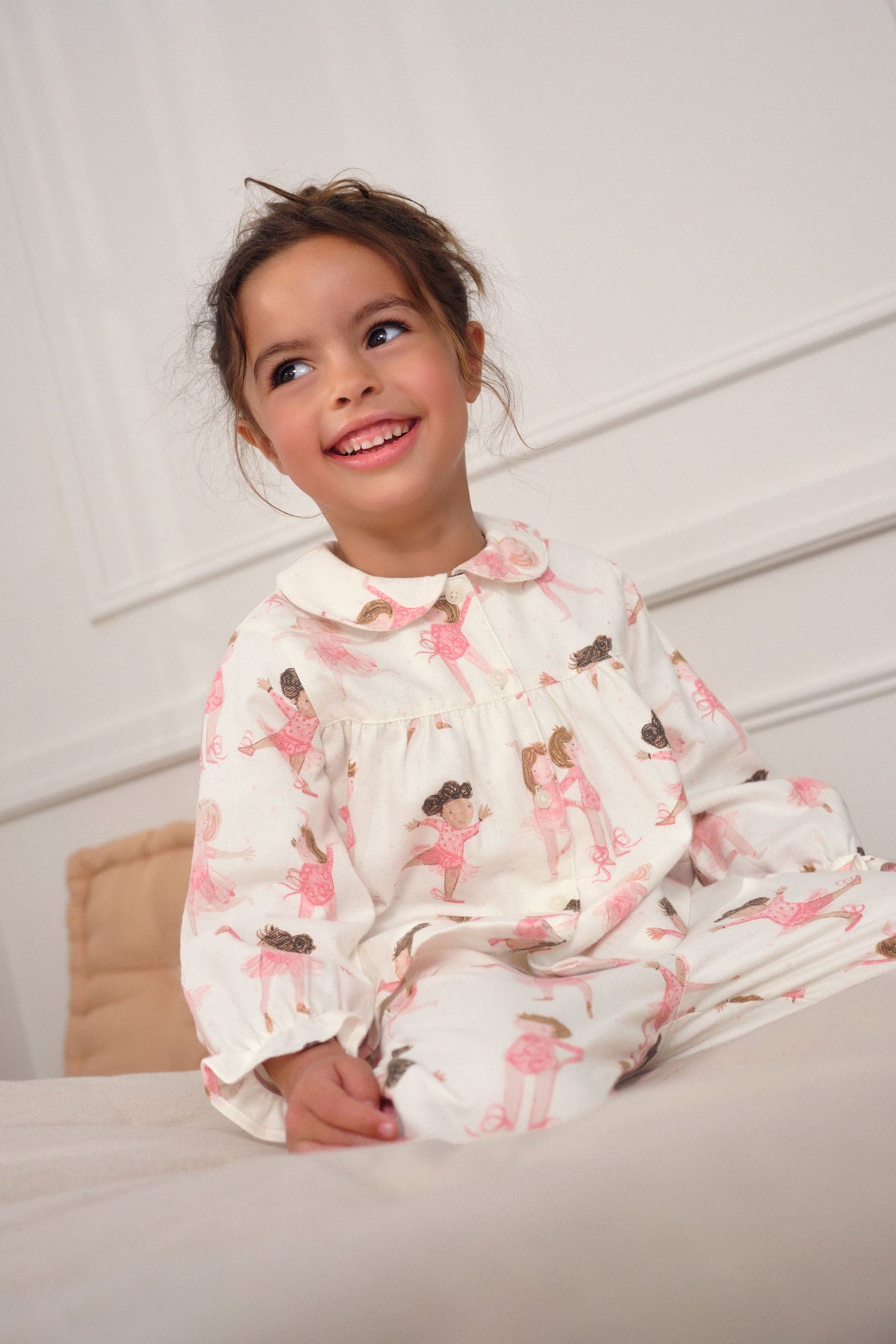 Pijama țesută Ballerina cu nasturi – ecru/roz, fete, 9-12 luni - 9-10 ani, NEXT - imagine 2