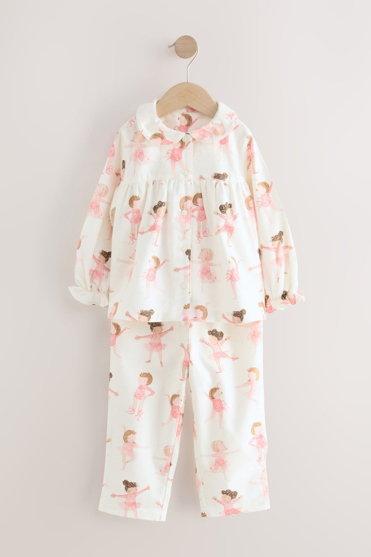 Pijama țesută Ballerina cu nasturi – ecru/roz, fete, 9-12 luni - 9-10 ani, NEXT - imagine 4