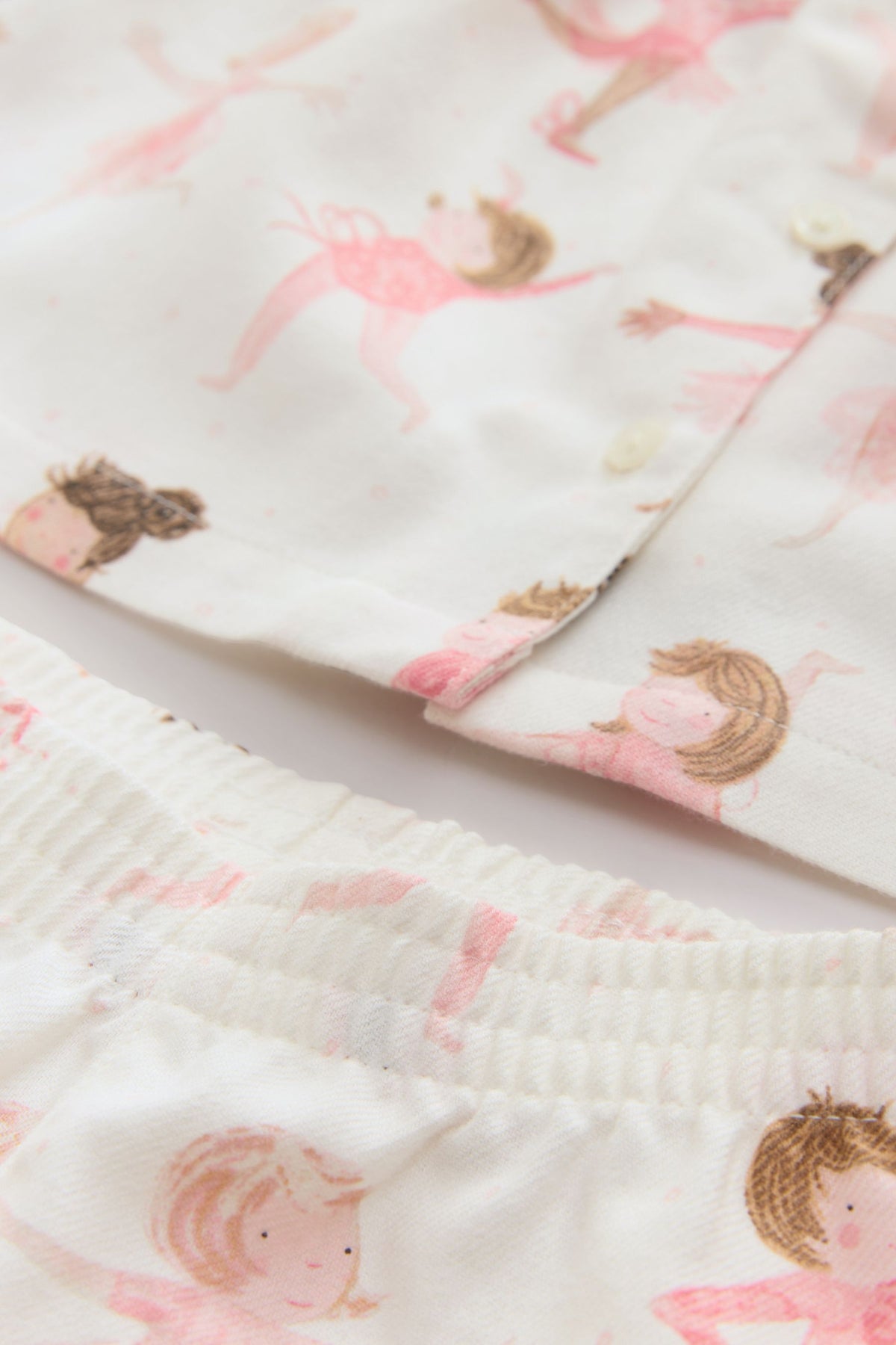 Pijama țesută Ballerina cu nasturi – ecru/roz, fete, 9-12 luni - 9-10 ani, NEXT - imagine 7