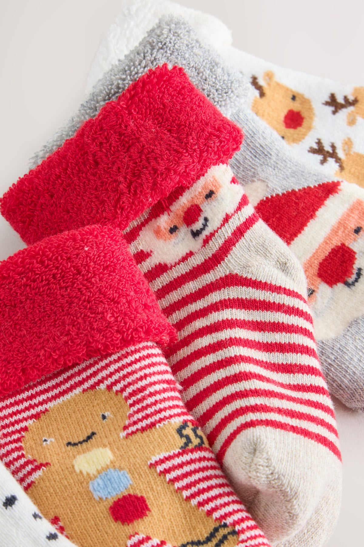 Red Christmas Roll Top Baby Socks 5 Pack - Red, Newborn, First Size - 1-2 Yrs, NEXT - imagine 7