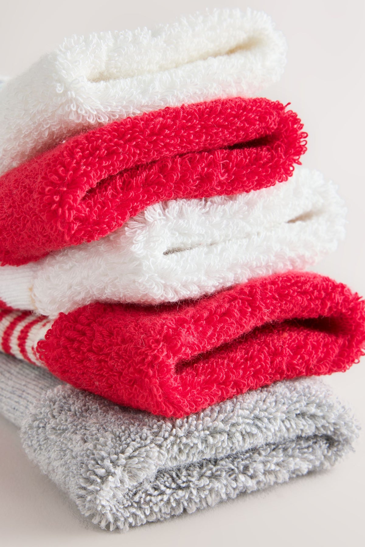 Red Christmas Roll Top Baby Socks 5 Pack - Red, Newborn, First Size - 1-2 Yrs, NEXT - imagine 12