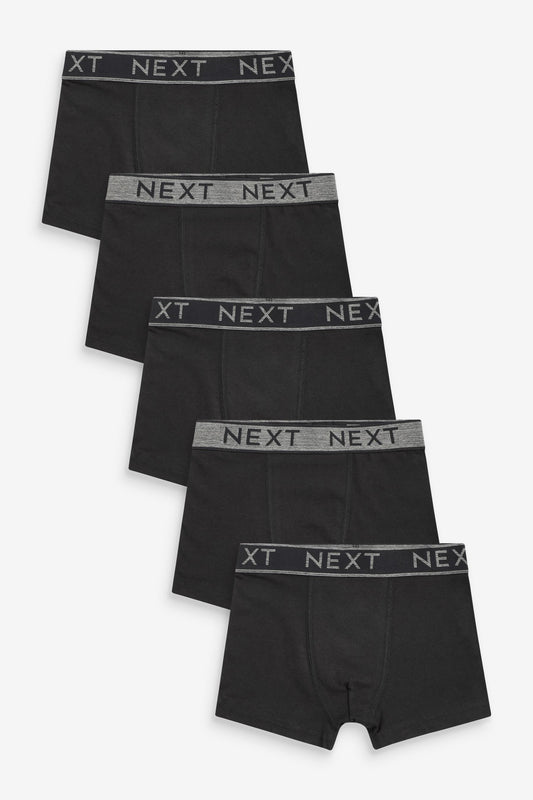 Set 5 boxeri cu talie contrastantă – negru/gri, băieți, NEXT
