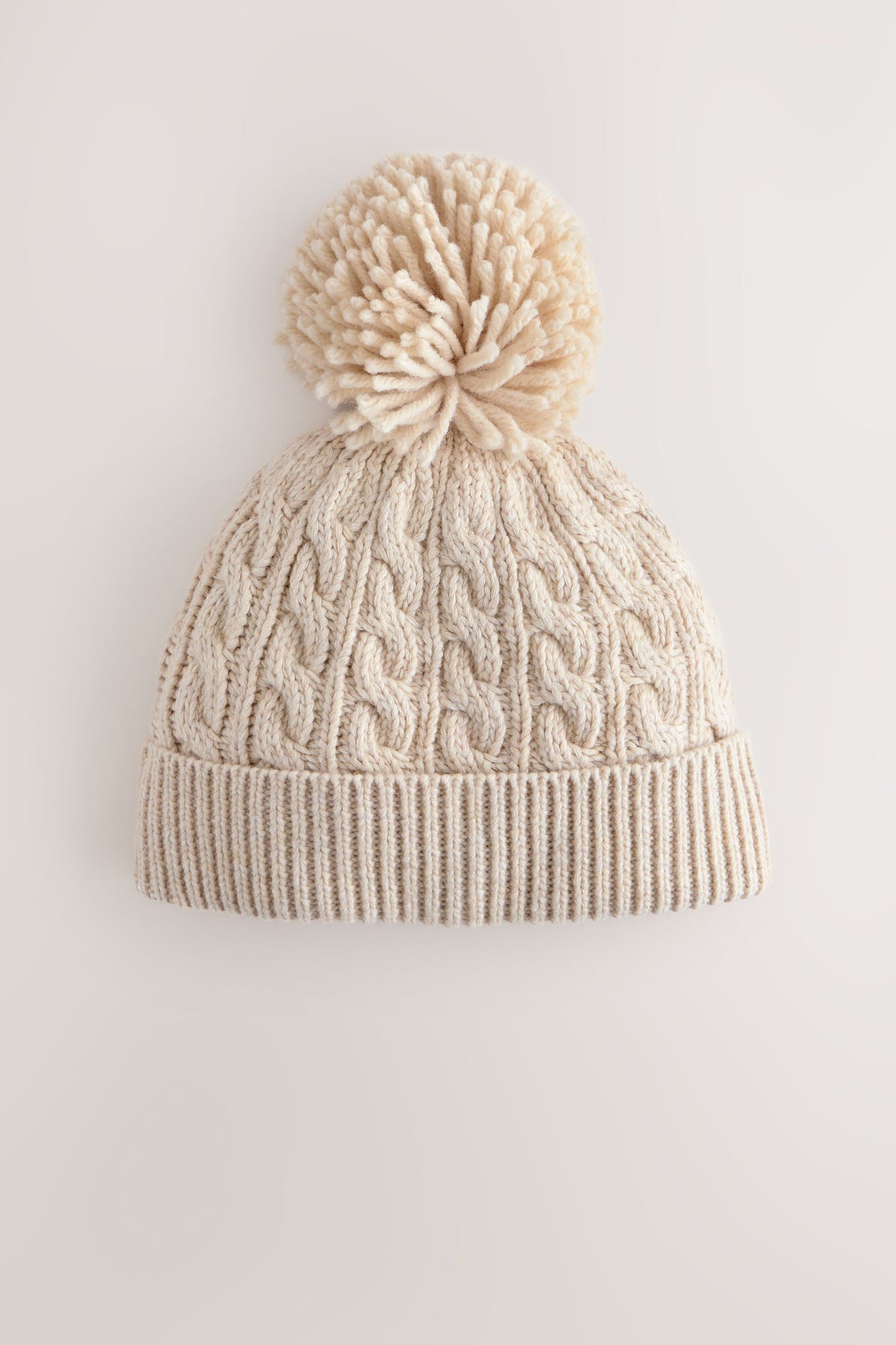 Căciulă beanie cable knit cu pompon – crem, bebeluși, NEXT - imagine 2