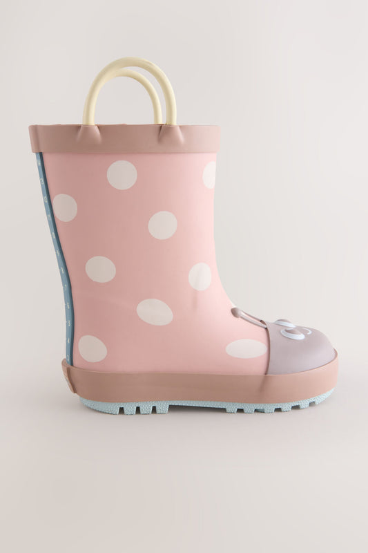Cizme de ploaie Ladybird cu mâner – roz, fete, NEXT