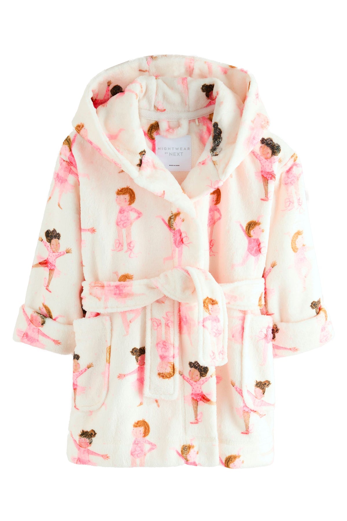 Halat fleece balerina – alb/roz, fete, 9-12 luni - 9-10 ani, NEXT