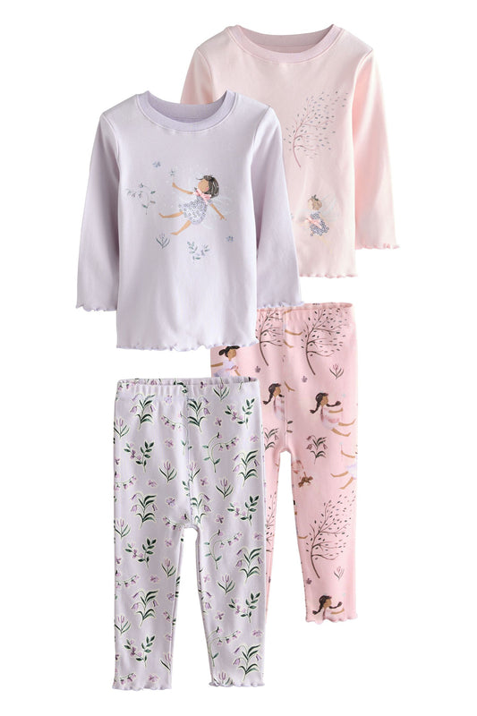 Set 2 pijamale cu zâne – roz/mov, fete, 9-12 luni - 11-12 ani, NEXT