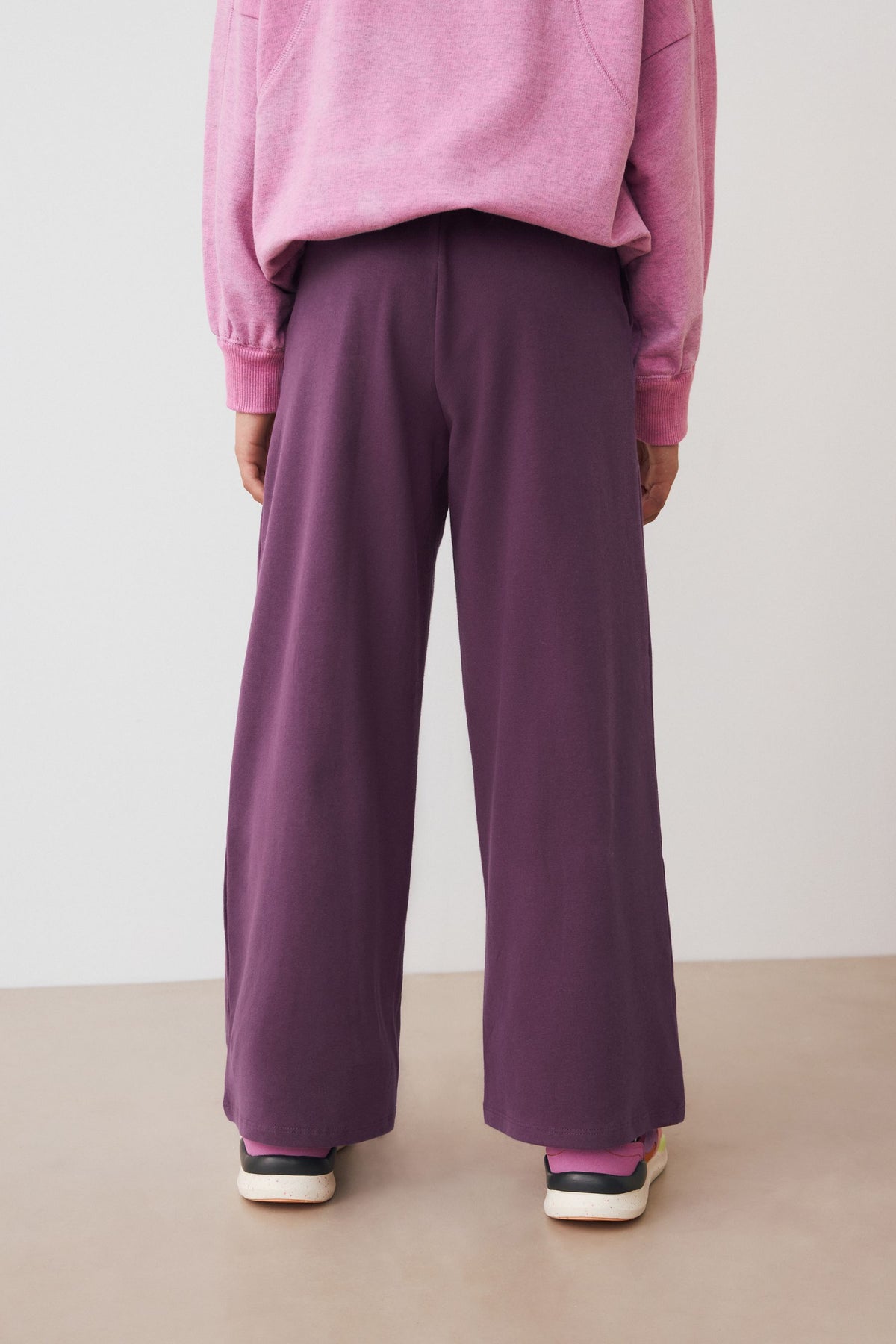 Pantaloni wide leg din jersey – berry purple, fete, 3 ani - 16 ani, NEXT - imagine 2