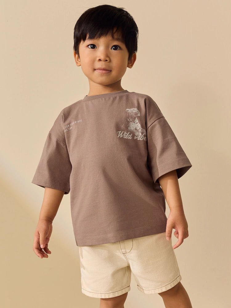 GREY WILD VIBES TIGER SHORT SLEEVE BACK PRINT T-SHIRT