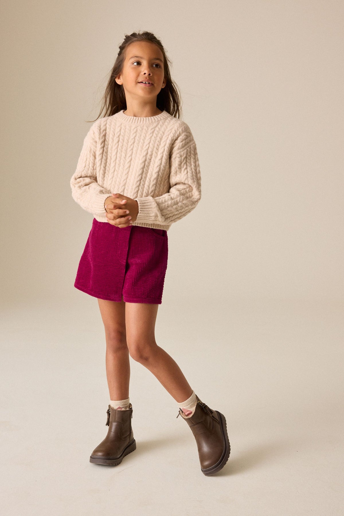 CORD WRAP SKORT RED - Roșu, Fete, 3 ani - 16 ani, NEXT - imagine 4