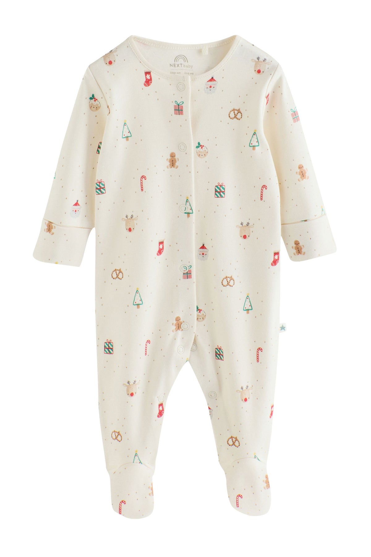 Set cadou cu salopetă de dormit, body, bavetă și căciuliță – alb, nou-născuți, prematuri - 6-9 luni, NEXT - imagine 2