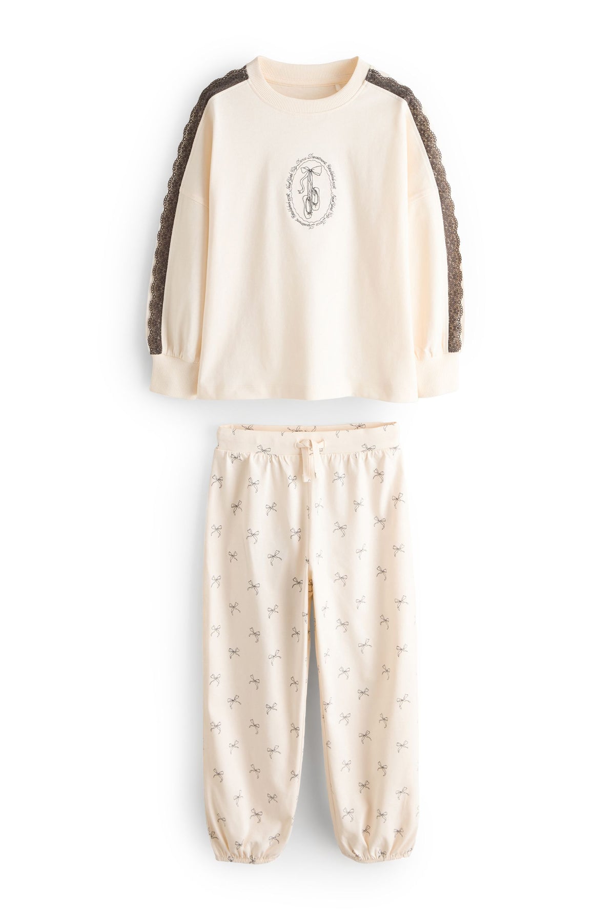 Pijamale Jogger Negre/Crem Set de 3 - Multi, Fete, 3 ani - 16 ani, NEXT - imagine 10