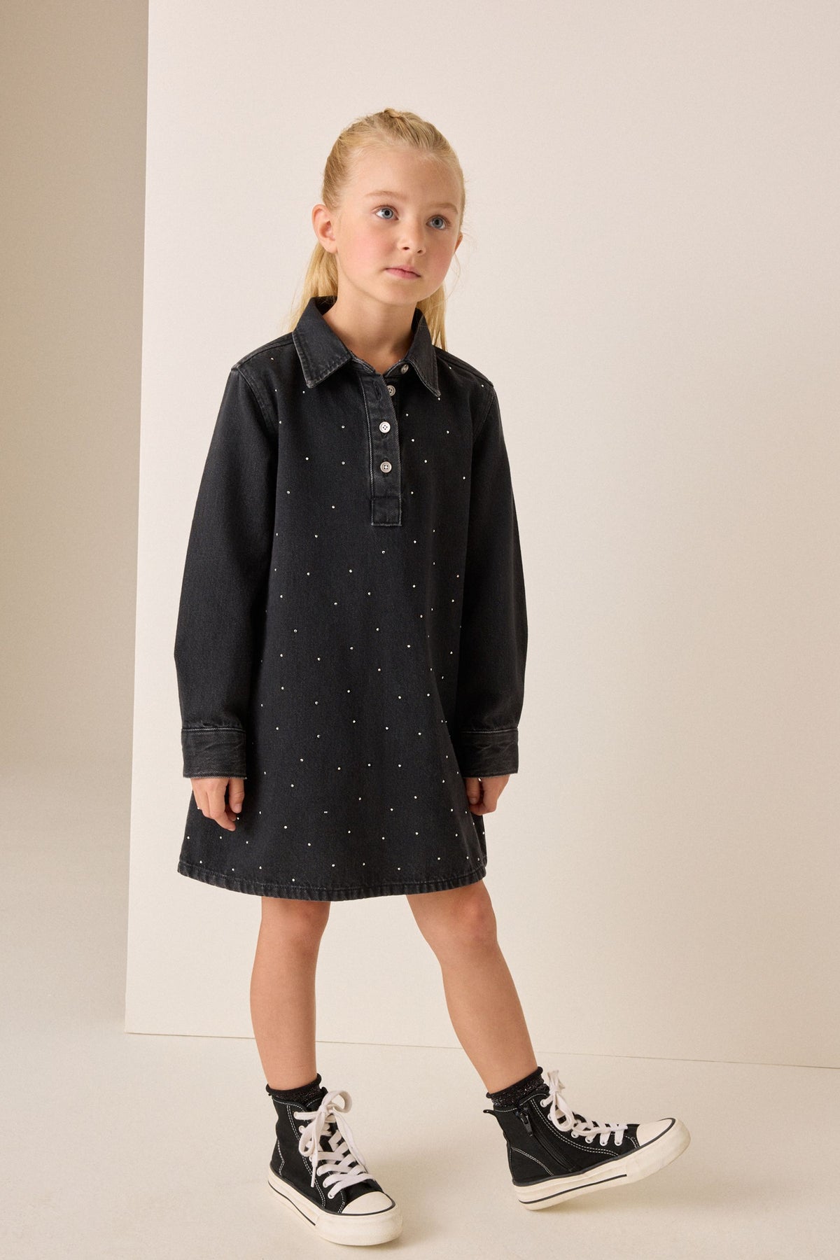 Rochie Camasa Denim Neagră - Negru, Fete, 3 ani - 16 ani, NEXT - imagine 4