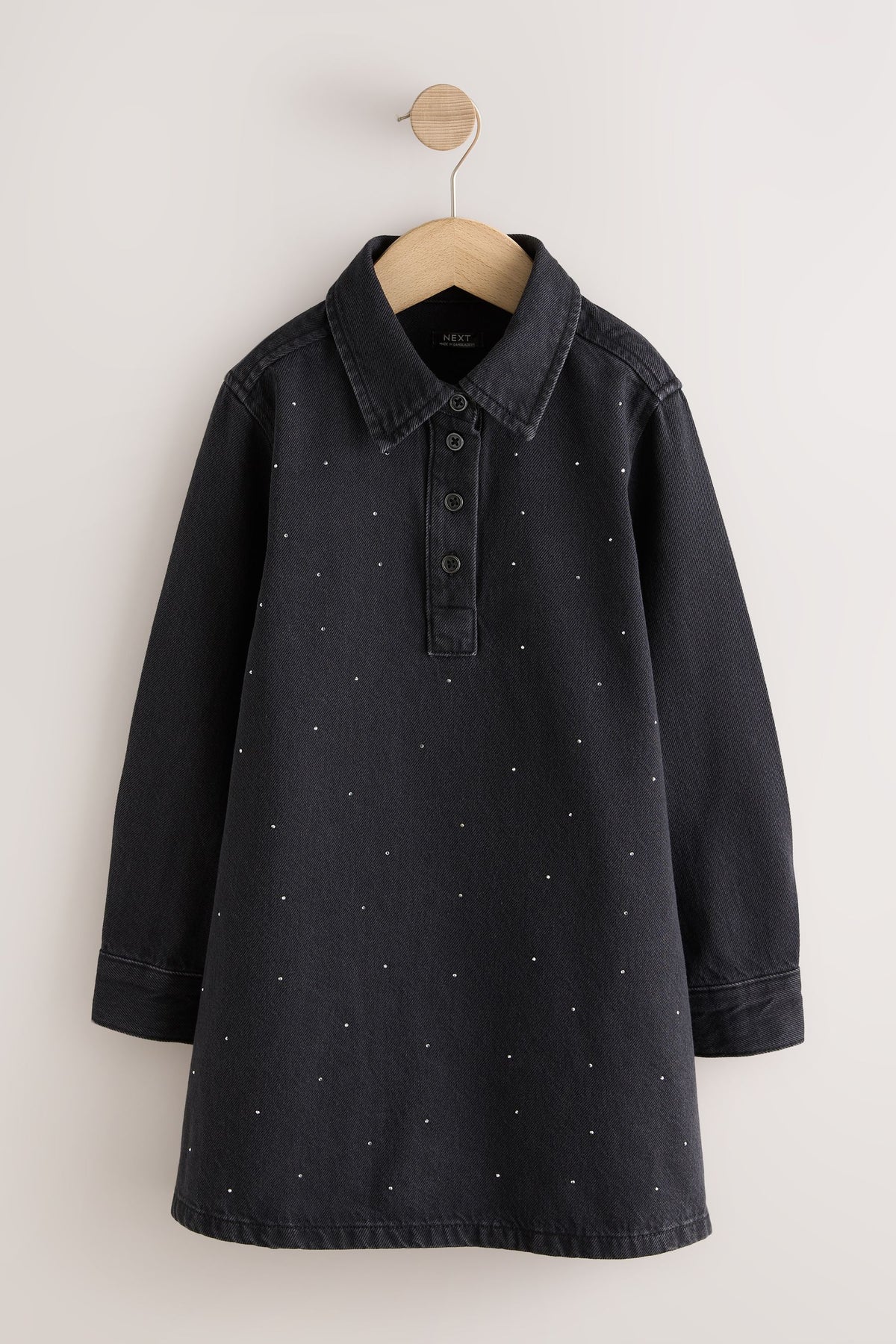 Rochie Camasa Denim Neagră - Negru, Fete, 3 ani - 16 ani, NEXT - imagine 5