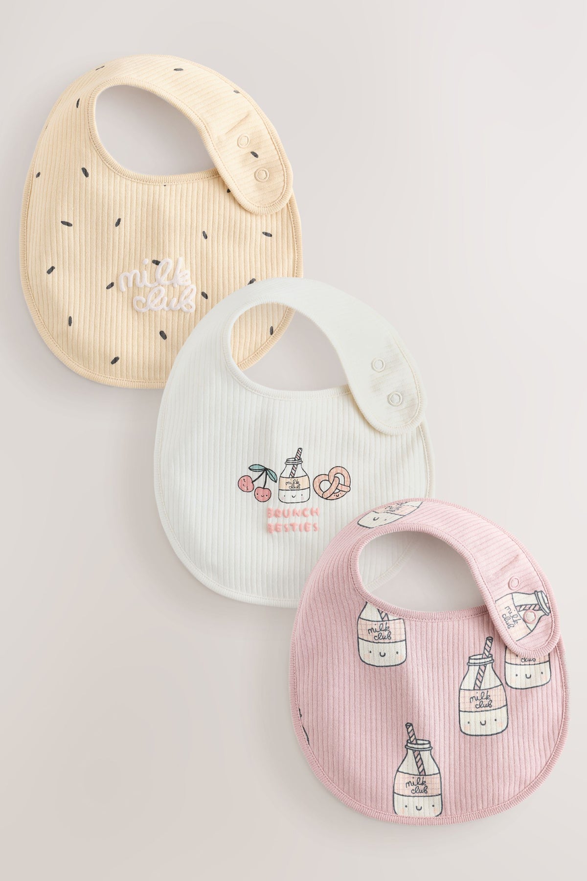 Set 3 bavete pentru bebeluși cu imprimeu brunch – multicolor, nou-născuți, mărime unică, NEXT