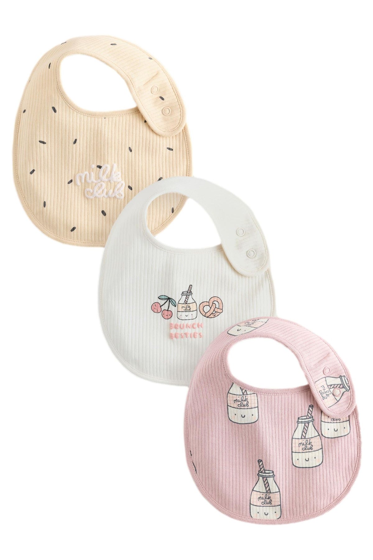 Set 3 bavete pentru bebeluși cu imprimeu brunch – multicolor, nou-născuți, mărime unică, NEXT - imagine 10