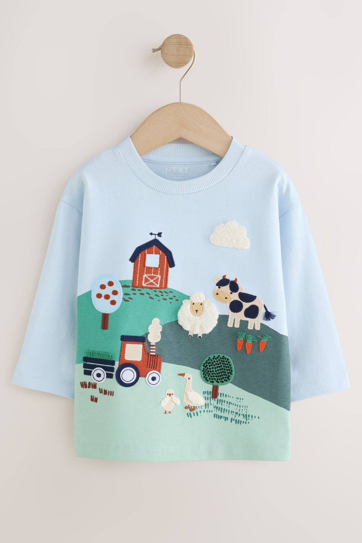 Tricou cu mânecă lungă Appliqué Peisaj Ferma Albastru - Albastru, Băieți, 3-6 luni - 6-7 ani, NEXT - imagine 5