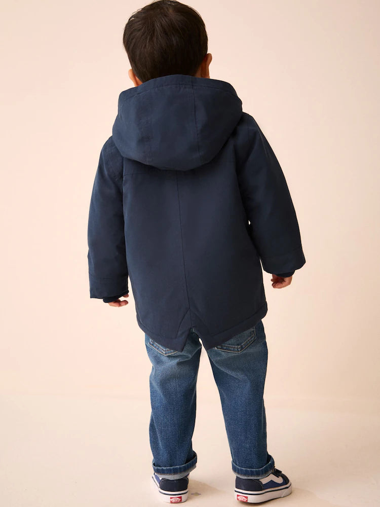 Parka impermeabilă căptușită cu blană ecologică – bleumarin, băieți, 9-12 luni - 5-6 ani, NEXT
