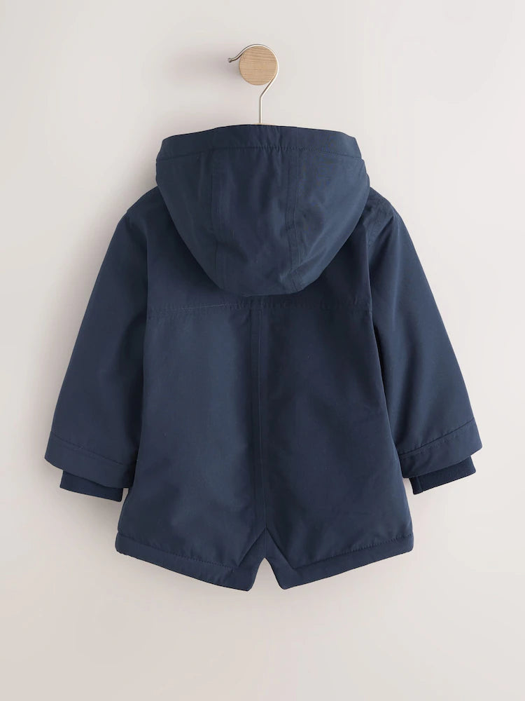 Parka impermeabilă căptușită cu blană ecologică – bleumarin, băieți, 9-12 luni - 5-6 ani, NEXT