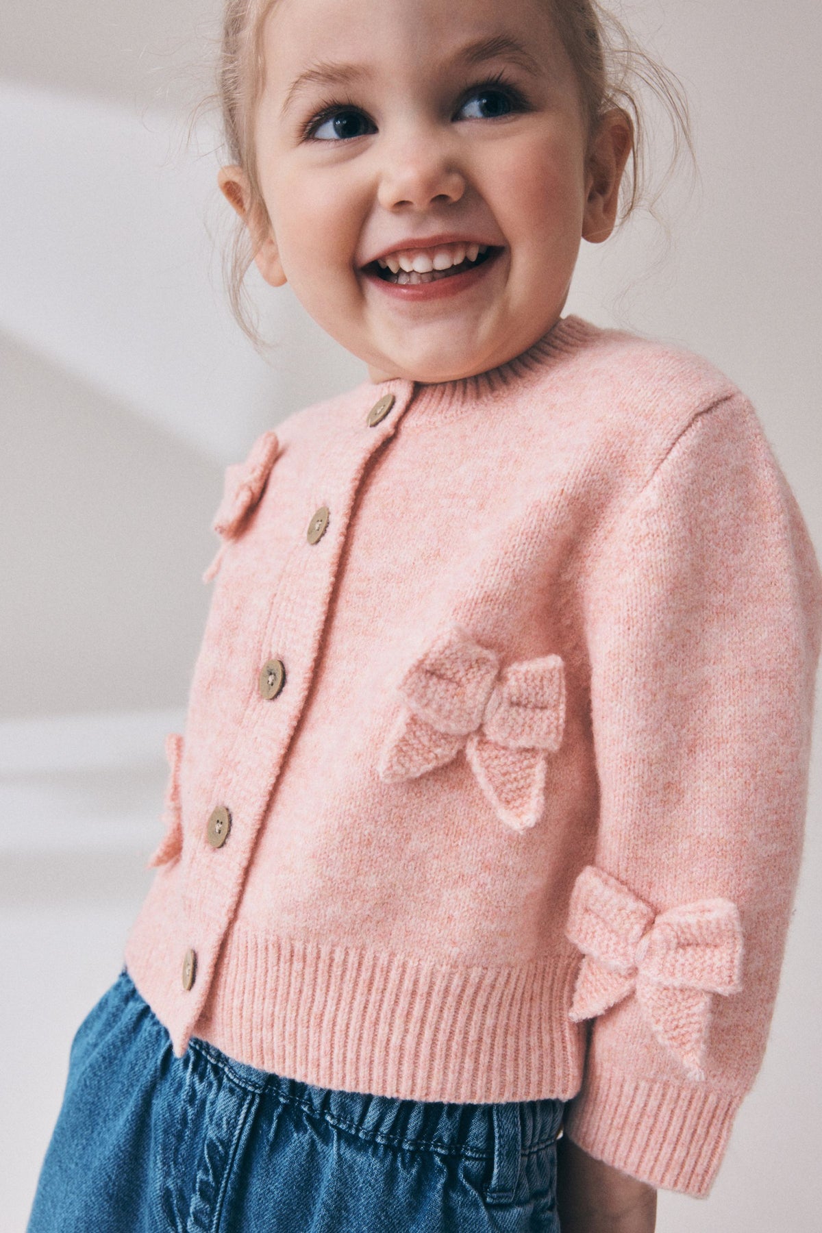 Cardigan cu funde brodate – roz, fete, 3-6 luni - 6-7 ani, NEXT - imagine 7