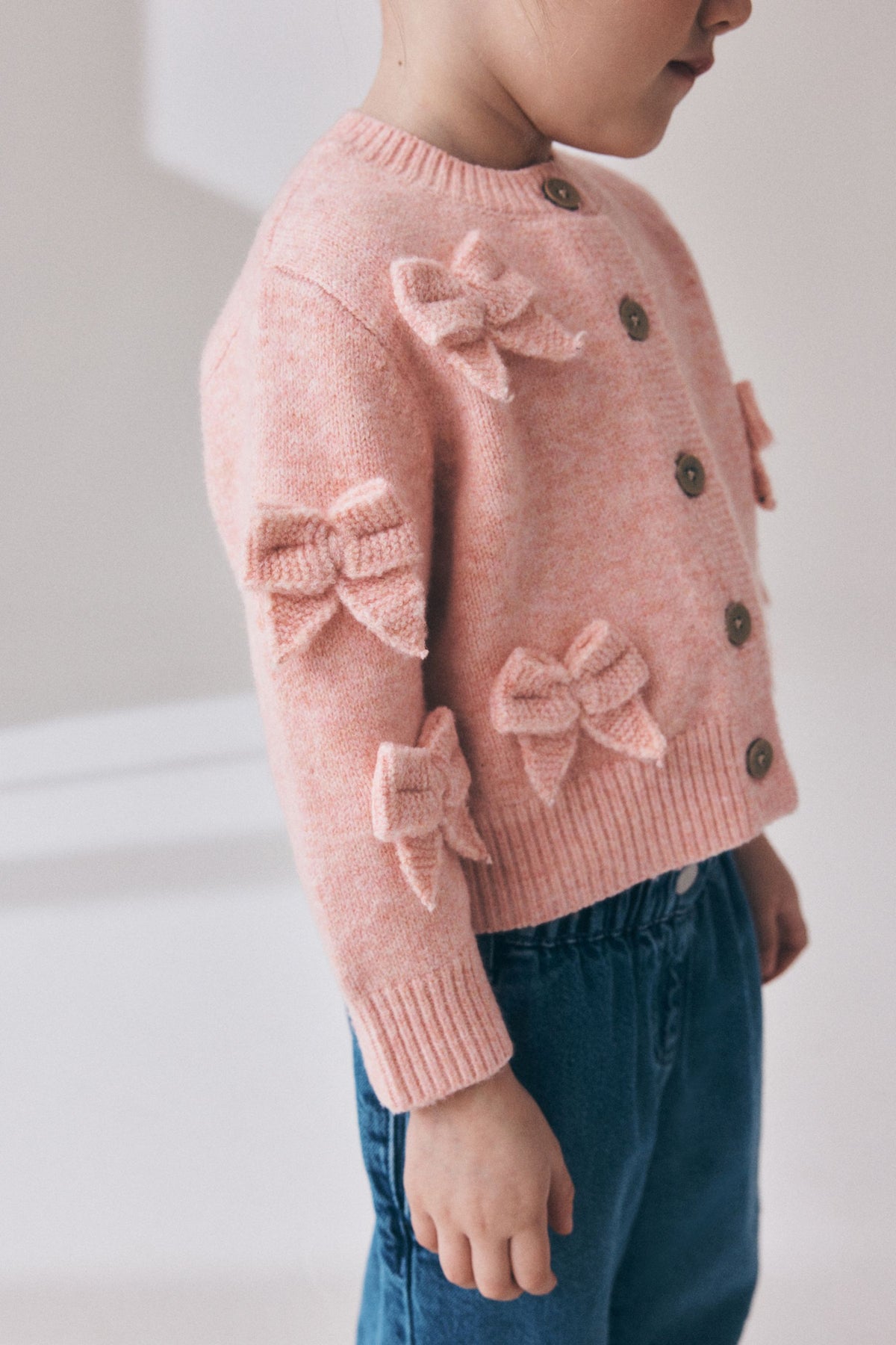 Cardigan cu funde brodate – roz, fete, 3-6 luni - 6-7 ani, NEXT - imagine 11