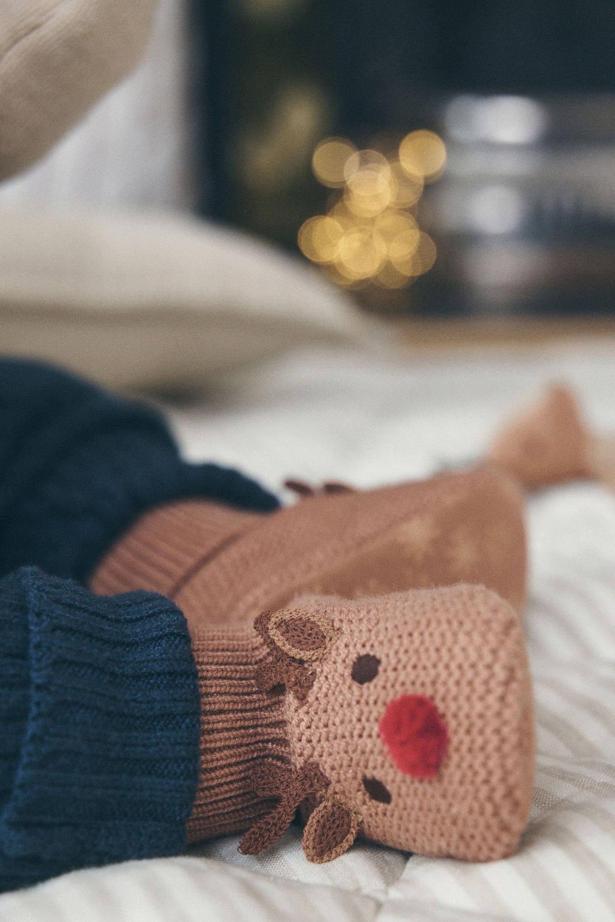 Botoși pentru bebeluși cu ren și manșetă tip șosetă – maro, fete, 0-3 luni - 12-18 luni, NEXT - imagine 2