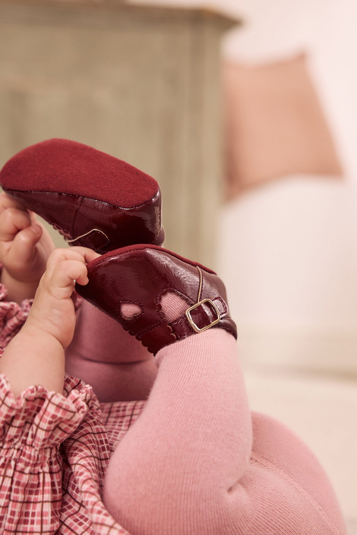 Burgundy Red Baby T-Bar Shoes - Red, Girls, 0-3 Mths - 12-18 Mths, NEXT - imagine 9
