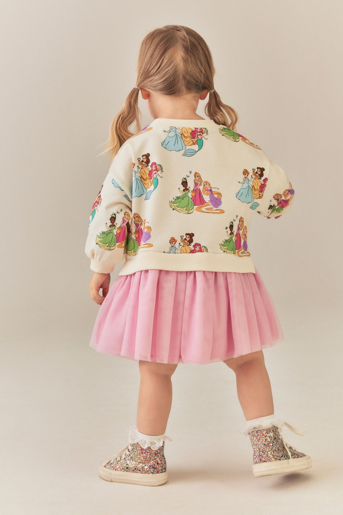 Rochie din plasă cu prințese Disney - roz, fete, 9-12 luni - 6-7 ani, NEXT - imagine 8