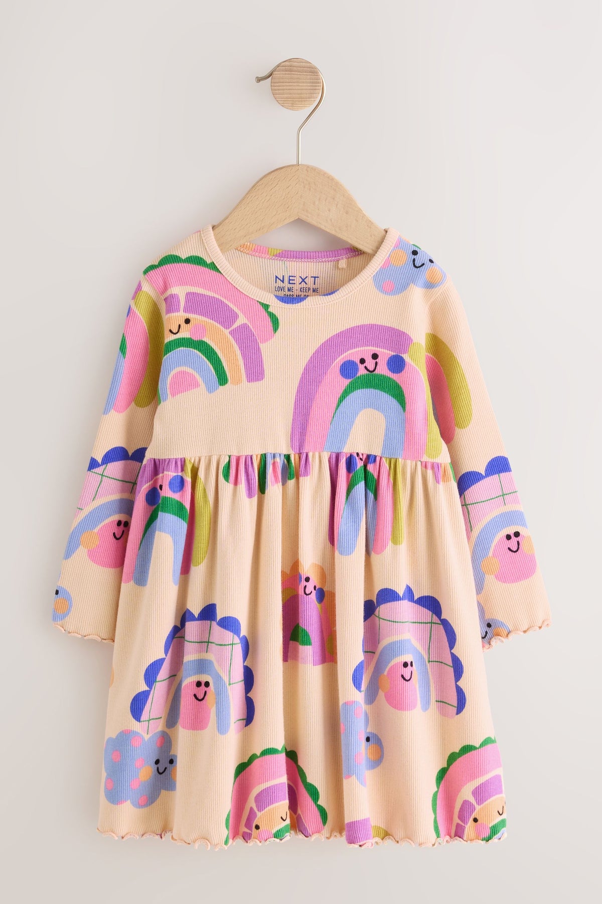 Knitted dress with long sleeves and rainbow print – multicolor, girls, 3-6 months - 5-6 years, NEXT - imagine 5