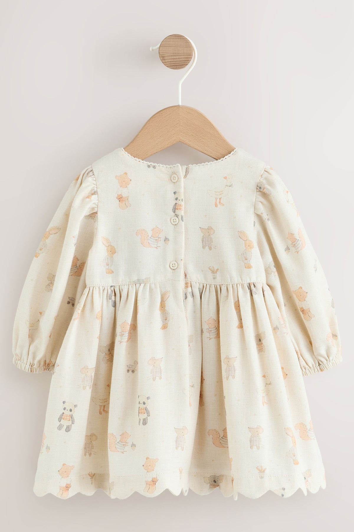 Ecru Animal Baby Smock Dress And Tights Set 2 Piece - Ecru, Newborn, Up To 1Mth - 1.5-2 Yrs, NEXT - imagine 3