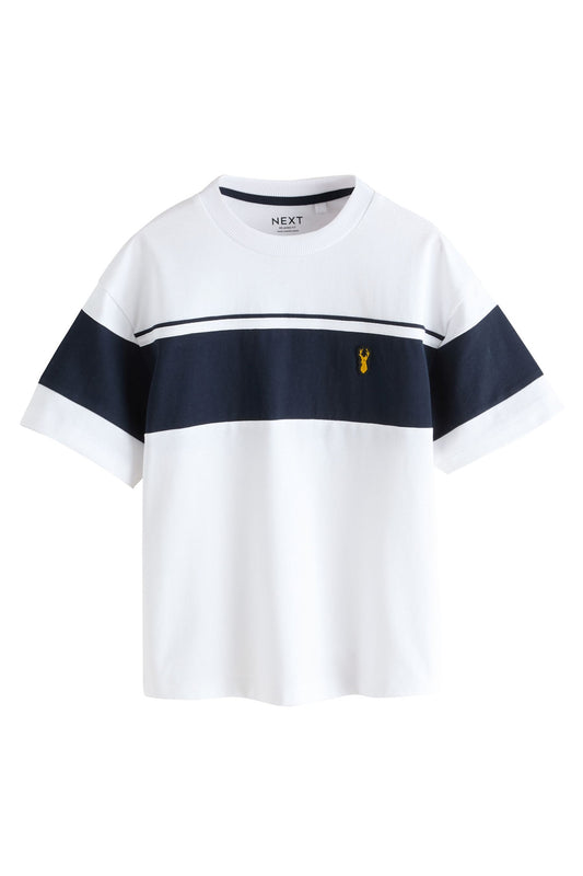 Tricou cu mânecă scurtă, în două culori – alb/bleumarin, băieți, 3 ani - 12 ani, NEXT