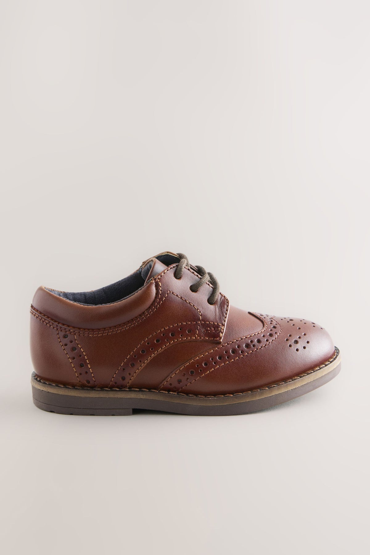 Pantofi brogue cu șireturi, lățime standard (F) – maro coniac, băieți, UE 19 - UE 30, NEXT - imagine 6
