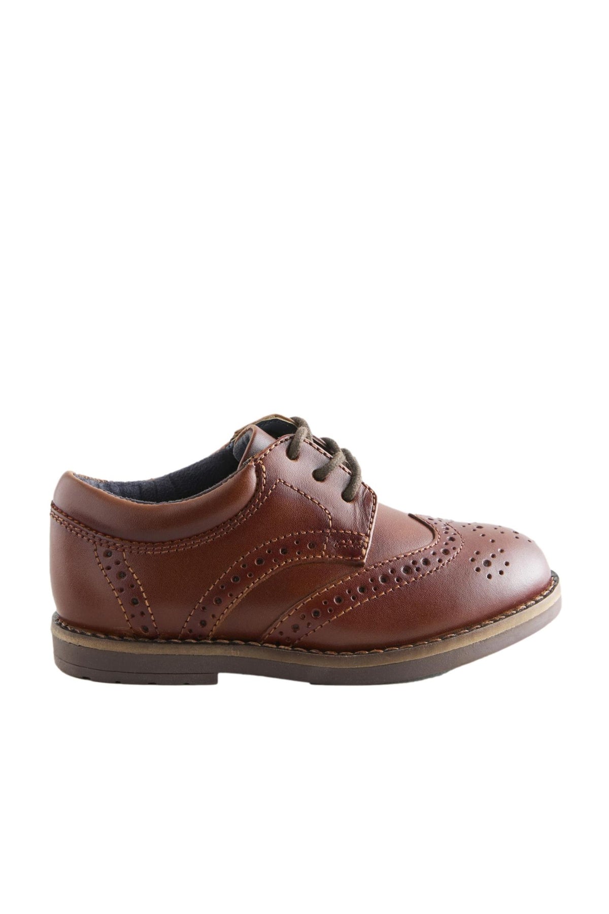 Pantofi brogue cu șireturi, lățime standard (F) – maro coniac, băieți, UE 19 - UE 30, NEXT - imagine 8